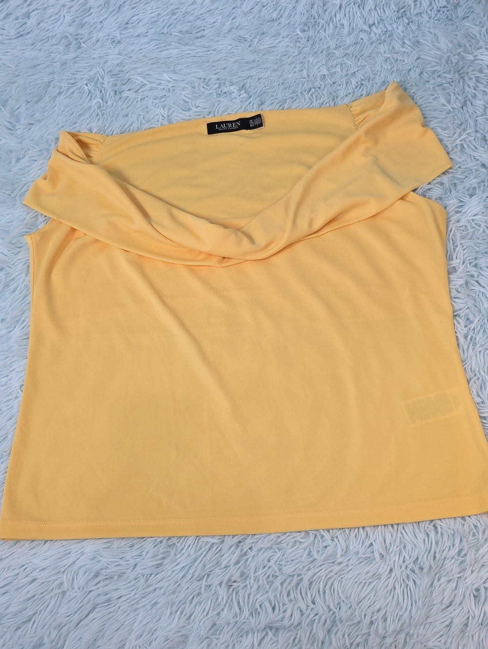 Lauren Ralph Lauren Yellow Off-Shoulder Cowl Neck Jersey Top 2X